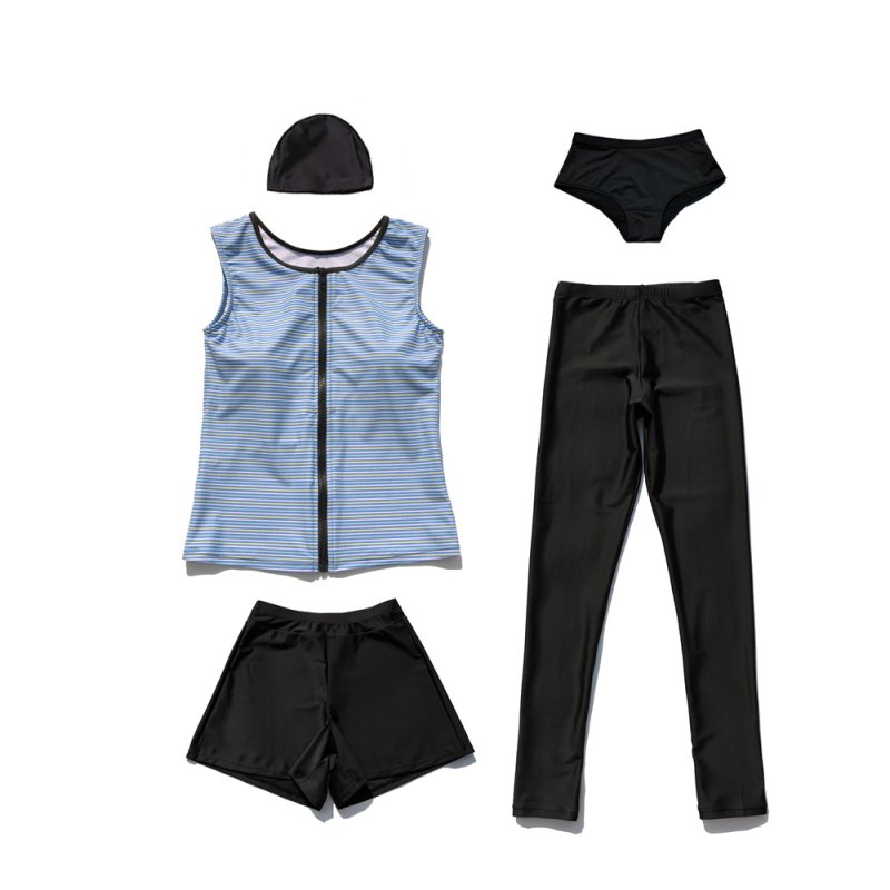 画像11: インナーショーツ、レギンス、ショットパンツとタンキニ5点セットフィットネス水着 (11)