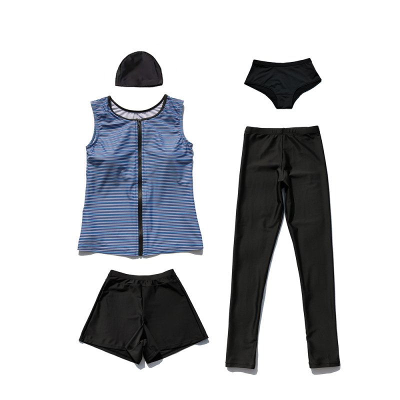 画像12: インナーショーツ、レギンス、ショットパンツとタンキニ5点セットフィットネス水着 (12)