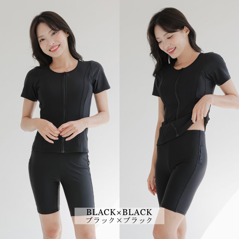 画像19: めぐれ防止　ボタン着き　フィットネス　帽子付き　水着セット (19)