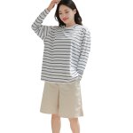 画像26: ロング袖ラッシュガード、膝まで布帛素材ロングショットパンツ、タンキニトップス、四角ショーツ、体型カバー水着４点セット (26)