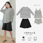 画像33: ロング袖ラッシュガード、膝まで布帛素材ロングショットパンツ、タンキニトップス、四角ショーツ、体型カバー水着４点セット (33)