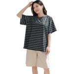 画像19: 半袖ラッシュガードと膝までロングショット布帛パンツ、タンキニトップス、四角ショーツと水着4点セット体系カバー (19)