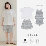 画像28: 半袖ラッシュガードと膝までロングショット布帛パンツ、タンキニトップス、四角ショーツと水着4点セット体系カバー (28)