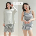 画像29: 半袖ラッシュガードと膝までロングショット布帛パンツ、タンキニトップス、四角ショーツと水着4点セット体系カバー (29)