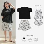 画像22: 半袖ラッシュガードと膝までロングショット布帛パンツ、タンキニトップス、四角ショーツと水着4点セット体系カバー (22)