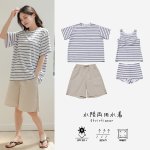 画像36: 半袖ラッシュガードと膝までロングショット布帛パンツ、タンキニトップス、四角ショーツと水着4点セット体系カバー (36)