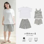 画像30: 半袖ラッシュガードと膝までロングショット布帛パンツ、タンキニトップス、四角ショーツと水着4点セット体系カバー (30)