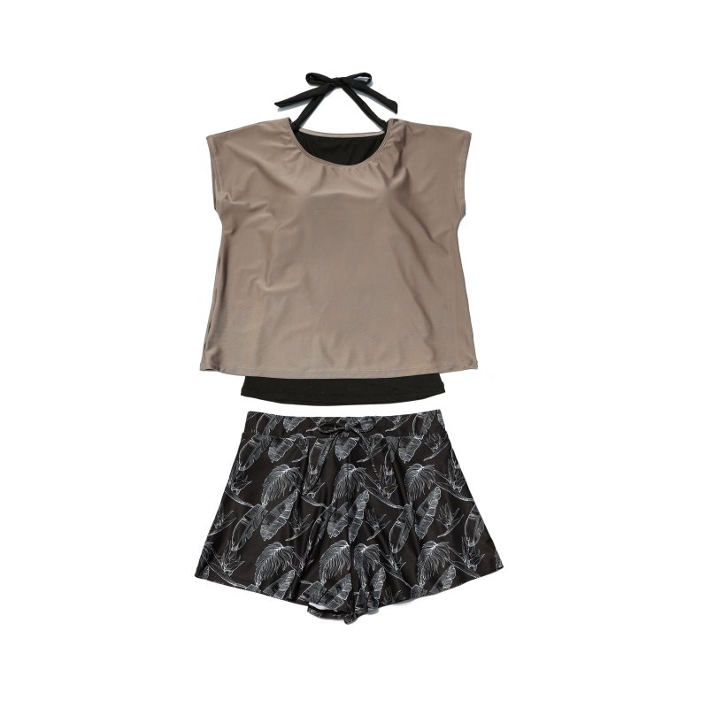 画像24: インナーブラつきトプッスとインナショーツつきショットパンと二点セット体型カバー水着セット (24)