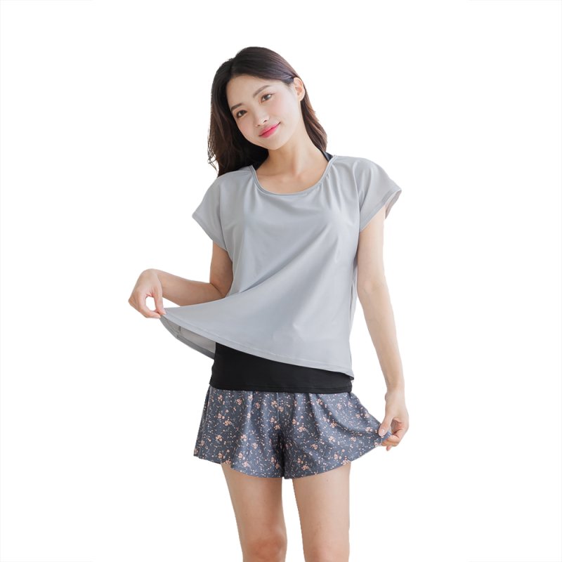 画像17: インナーブラつきトプッスとインナショーツつきショットパンと二点セット体型カバー水着セット (17)