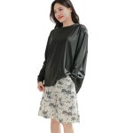 画像19: ロング袖ラッシュガード、膝まで布帛素材ロングショットパンツ、タンキニトップス、四角ショーツ、体型カバー水着４点セット (19)