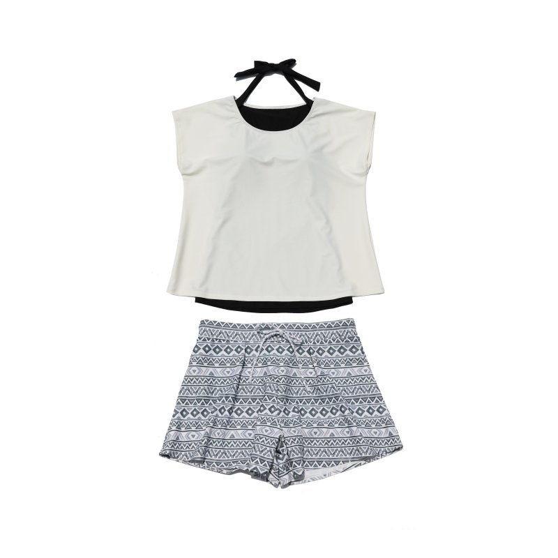 画像25: インナーブラつきトプッスとインナショーツつきショットパンと二点セット体型カバー水着セット (25)