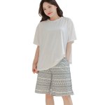 画像16: 半袖ラッシュガードと膝までロングショット布帛パンツ、タンキニトップス、四角ショーツと水着4点セット体系カバー (16)