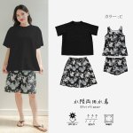 画像26: 半袖ラッシュガードと膝までロングショット布帛パンツ、タンキニトップス、四角ショーツと水着4点セット体系カバー (26)