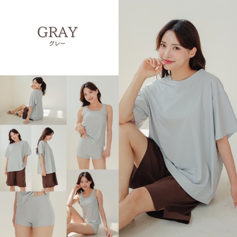 画像10: 半袖Tシャツとショットパンツとタンクトップスとショーツと四点セット体系カバー水着 水着 レディース 体型カバー 4点セット 半袖シャツラッシュガード ショートパンツ セパレート (10)