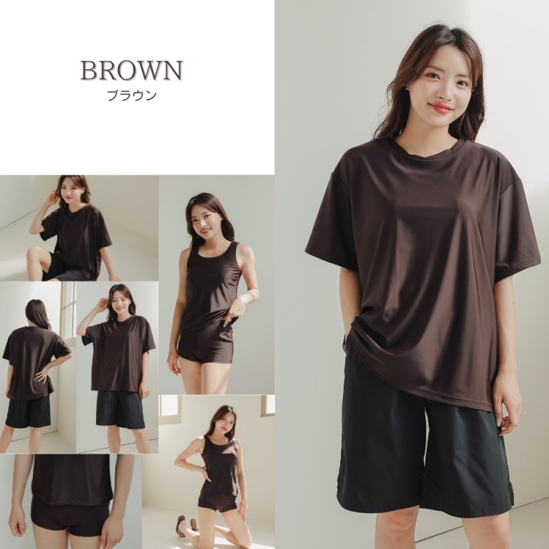 画像18: 半袖Tシャツとショットパンツとタンクトップスとショーツと四点セット体系カバー水着 水着 レディース 体型カバー 4点セット 半袖シャツラッシュガード ショートパンツ セパレート (18)