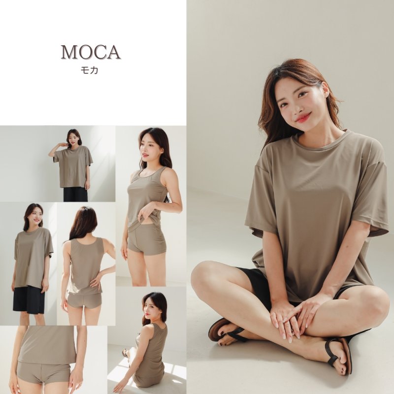 画像16: 半袖Tシャツとショットパンツとタンクトップスとショーツと四点セット体系カバー水着 水着 レディース 体型カバー 4点セット 半袖シャツラッシュガード ショートパンツ セパレート (16)