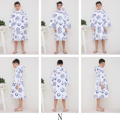 画像2: ピーチタオルパーカー お着替えポンチョ、サーフポンチョ 着替えポンチョ キッズ 子供用 お着替えタオル マイクロファイバー 吸水速乾 フード ビーチタオル スイムタオル フェザーホワイト フリーサイズ