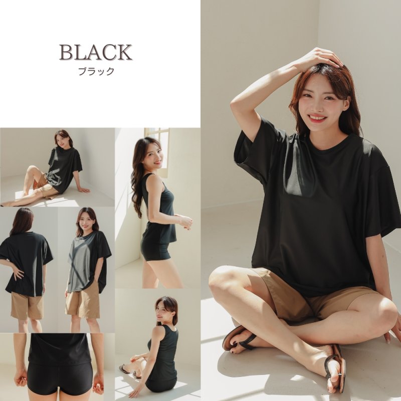 画像20: 半袖Tシャツとショットパンツとタンクトップスとショーツと四点セット体系カバー水着 水着 レディース 体型カバー 4点セット 半袖シャツラッシュガード ショートパンツ セパレート (20)