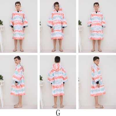画像3: ピーチタオルパーカー お着替えポンチョ、サーフポンチョ 着替えポンチョ キッズ 子供用 お着替えタオル マイクロファイバー 吸水速乾 フード ビーチタオル スイムタオル フェザーホワイト フリーサイズ