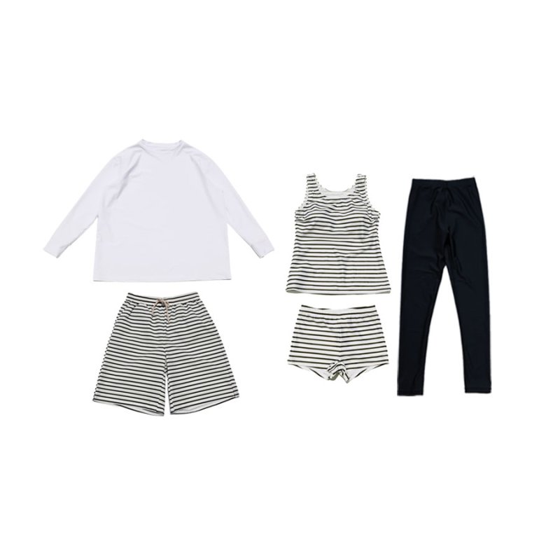 画像7: ロング袖Tシャツ　膝までロングショットパンツ　タンキニトップス　四角ショーツ　レギンス　５点セット水着 タンキニ水着 レディース 体型カバー 長袖シャツ ラッシュガード ハーフパンツ セット水着カバーアップ　 [SW508] (7)