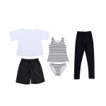 画像12: 体系カバー水着５点セット　Tシャツ　布帛サーフパンツ　レギンス　タンキニ上下セット運動服　ヨガ　スポーツウェア レディース セパレート タンキニ 半袖 5点セット uvカット upf50+ プール 海 水陸両用 無地シンプル色展開　 [SW510] (12)