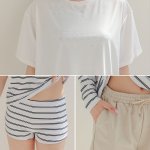 画像4: 半袖Tシャツと膝までロングショットパンツ、タンキニトップス、四角ショーツとレギンス　５点セット水着　水着 レディース 体型カバー タンキニ 5点 セット タンクトップ ショートパンツ Tシャツ ラッシュガード ママ水着 [SW507] (4)
