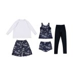 画像6: ロング袖Tシャツ　膝までロングショットパンツ　タンキニトップス　四角ショーツ　レギンス　５点セット水着 タンキニ水着 レディース 体型カバー 長袖シャツ ラッシュガード ハーフパンツ セット水着カバーアップ　 [SW508] (6)