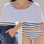 画像20: 体系カバー水着５点セット　Tシャツ　布帛サーフパンツ　レギンス　タンキニ上下セット運動服　ヨガ　スポーツウェア レディース セパレート タンキニ 半袖 5点セット uvカット upf50+ プール 海 水陸両用 無地シンプル色展開　 [SW510] (20)