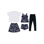 画像7: 半袖Tシャツと膝までロングショットパンツ、タンキニトップス、四角ショーツとレギンス　５点セット水着　水着 レディース 体型カバー タンキニ 5点 セット タンクトップ ショートパンツ Tシャツ ラッシュガード ママ水着 [SW507] (7)