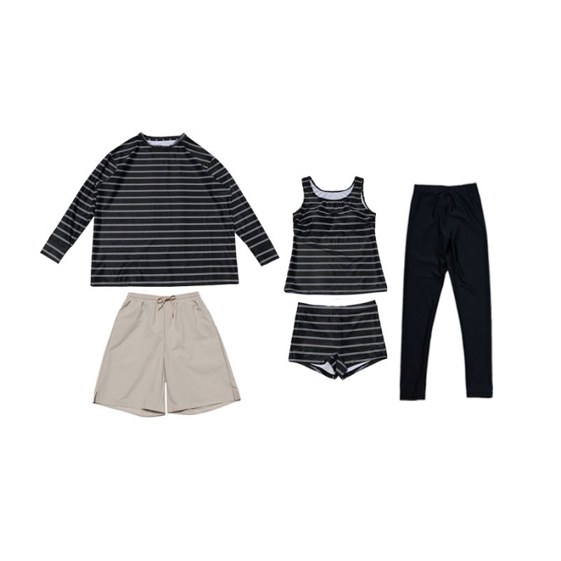 画像9: ロング袖Tシャツ　膝までロングショットパンツ　タンキニトップス　四角ショーツ　レギンス　５点セット水着 タンキニ水着 レディース 体型カバー 長袖シャツ ラッシュガード ハーフパンツ セット水着カバーアップ　 [SW508] (9)