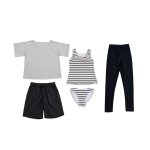 画像9: 体系カバー水着５点セット　Tシャツ　布帛サーフパンツ　レギンス　タンキニ上下セット運動服　ヨガ　スポーツウェア レディース セパレート タンキニ 半袖 5点セット uvカット upf50+ プール 海 水陸両用 無地シンプル色展開　 [SW510] (9)