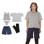 画像3: 体系カバー水着５点セット　Tシャツ　布帛サーフパンツ　レギンス　タンキニ上下セット運動服　ヨガ　スポーツウェア レディース セパレート タンキニ 半袖 5点セット uvカット upf50+ プール 海 水陸両用 無地シンプル色展開　 [SW510] (3)