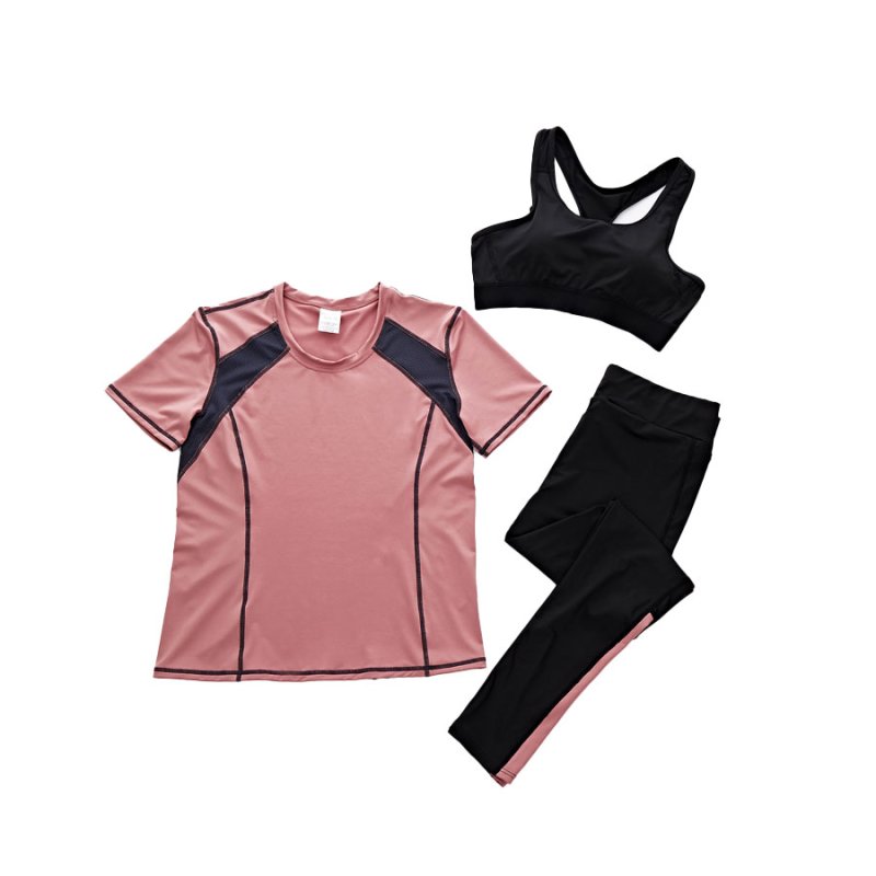 画像16: 半袖/スポーツブラー/レギンスヨガ3点セット スポーツウェア ヨガウェア ジャージ セット レディース フィットネスウエア トレーニングウェア アクティブウェア 韓国風 体型カバー [SYZ3053] (16)