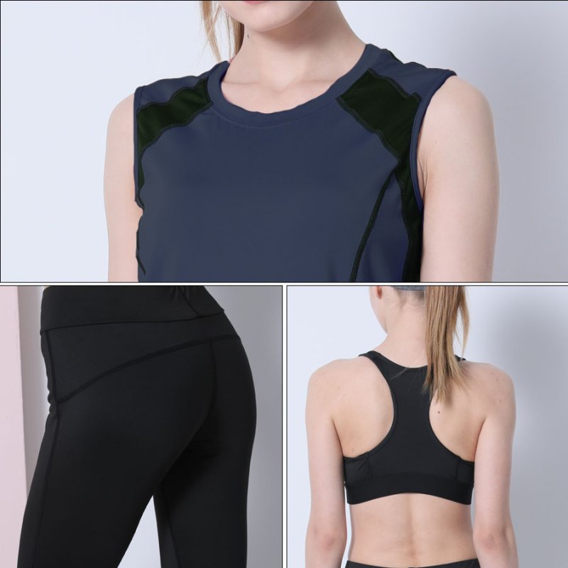 画像4: タンクTシャツ　スポーツブラー　7分レギンス　ヨガ3点セット 揺れないスポーツブラジャー しっかりサポート ヨガブラ トレーニング レディース 伸張 おしゃれ 完璧な形状 快適な動き [SYZ3054] (4)