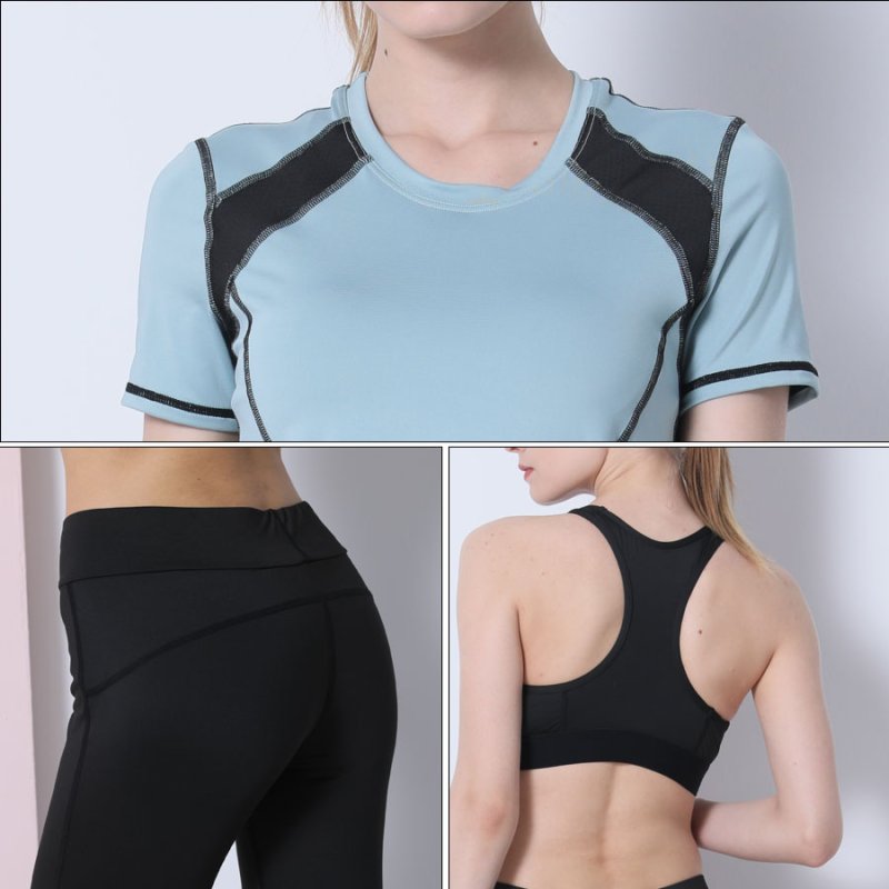 画像3: 半袖/スポーツブラー/レギンスヨガ3点セット スポーツウェア ヨガウェア ジャージ セット レディース フィットネスウエア トレーニングウェア アクティブウェア 韓国風 体型カバー [SYZ3053] (3)