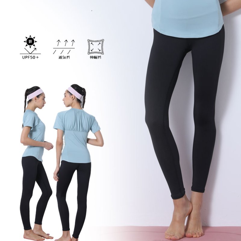 画像16: ヨガレギンス　ヨガウェア レディース レギンス 吸汗速乾 ストレッチ ロング丈 スポーツタイツ シンプル　無地　パンツ　UVカット [SYZ3063]  (16)