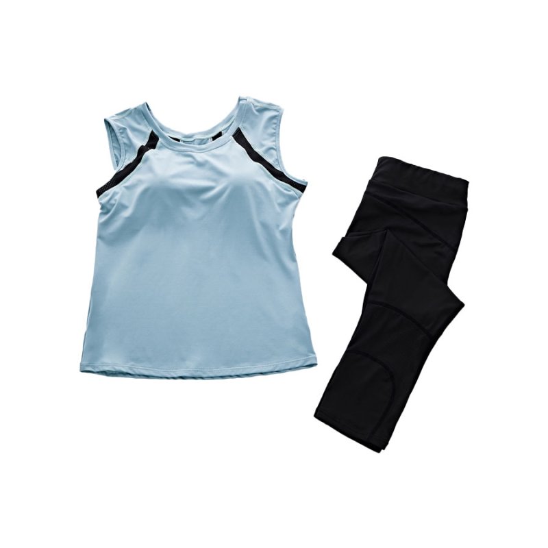 画像19: カップ付袖なしシャツ　7分レギンス　ヨガ2点セット　体型カバーできる スポーツウェア レディース 上下セット ヨガウェア トレーニングウェア ジムウェア 速乾　UVカット [SYZ3052] (19)