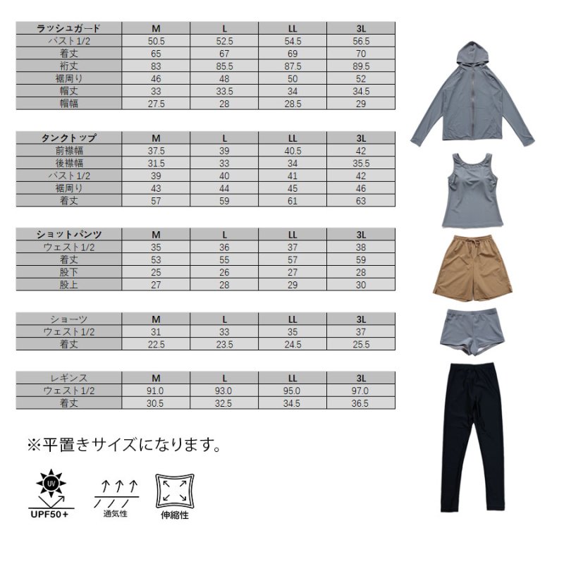 画像2: ファスナーつきラッシュバード とレギンスと布帛パンツとタンキニ上下セットの水着5点セット　水着 レディース ラッシュガード 上下セット 体型カバー セパレート タンキニ 長袖 5点セット フード付き ジップアップ レギンス uvカット upf50+ プール 海 水陸両用 [SW504] (2)