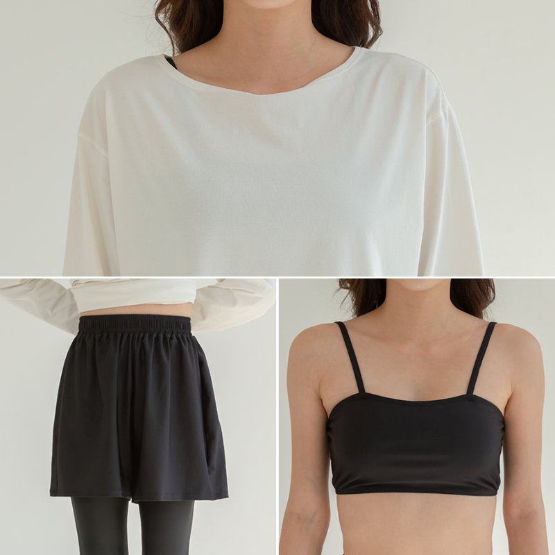 画像7: ロング袖Tシャツ　ショットパンツ　トップス　ハイウェストショーツ　9分レギンス　5点セット体系カバー水着 　水着レディース 　体型カバー ラッシュガード　大きいサイズ ママ水着　リゾート水着 ヨガウェアにも　スポーツウェア [SW25B2-01] (7)