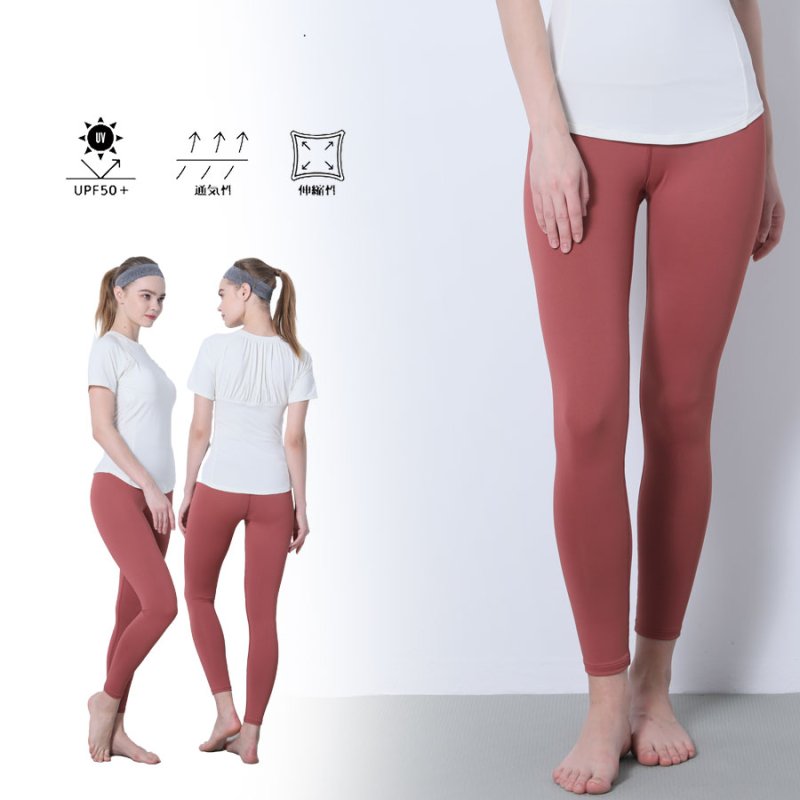 画像15: ヨガレギンス　ヨガウェア レディース レギンス 吸汗速乾 ストレッチ ロング丈 スポーツタイツ シンプル　無地　パンツ　UVカット [SYZ3063]  (15)