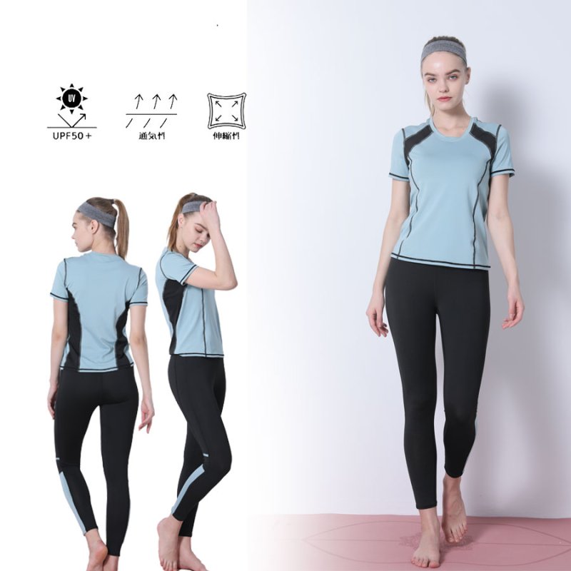 画像15: 半袖/スポーツブラー/レギンスヨガ3点セット スポーツウェア ヨガウェア ジャージ セット レディース フィットネスウエア トレーニングウェア アクティブウェア 韓国風 体型カバー [SYZ3053] (15)