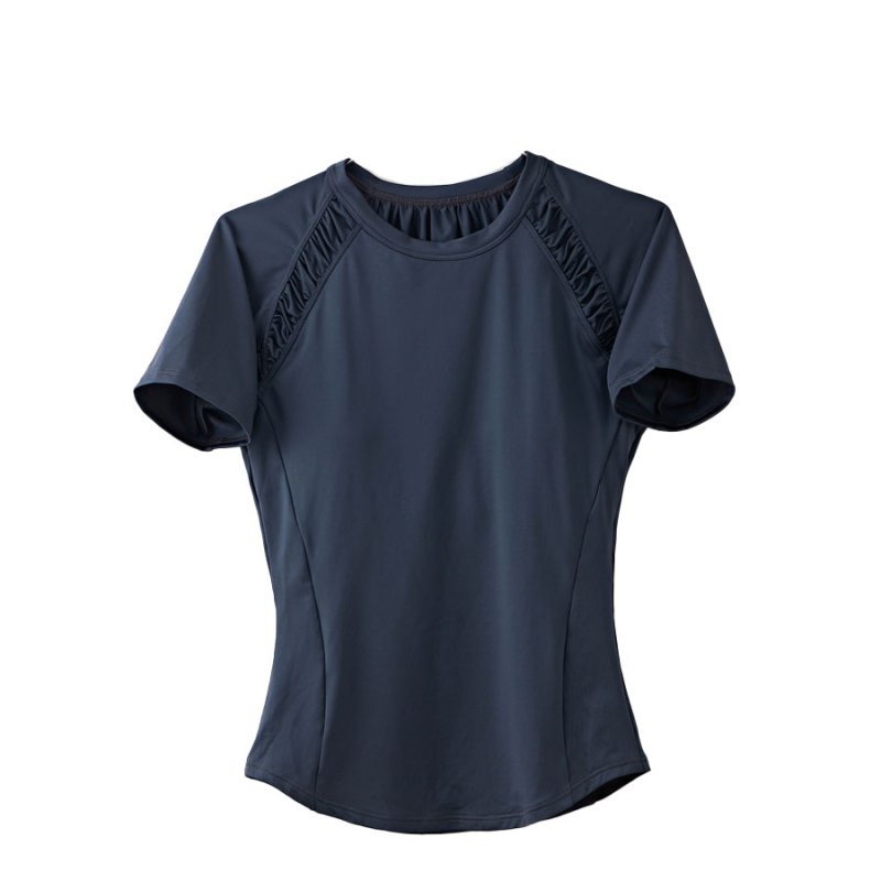 画像11: カップ付きヨガ単品Tシャツ Tシャツ レディース 半袖 ストレッチ 吸汗 速乾 スポーツ ナイロン 無地 シャツ ランニング ソフト ヨガ トップス テニス ジム ウェア 透け防止 UVカット 運動着 [YGW20-16] (11)