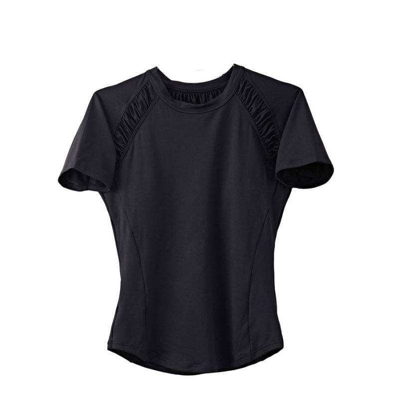 画像9: カップ付きヨガ単品Tシャツ Tシャツ レディース 半袖 ストレッチ 吸汗 速乾 スポーツ ナイロン 無地 シャツ ランニング ソフト ヨガ トップス テニス ジム ウェア 透け防止 UVカット 運動着 [YGW20-16] (9)