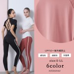 画像5: 半袖ヨガ単品Tシャツ　レディース 半袖 接触冷感 トップス Tシャツ 春 夏 ヨガウェア ロング丈 ストレッチ 吸水 速乾 消臭 体型カバー ゆったり 20代 30代 40代 50代 60代 長め フィットネス スポーツ [YGW20-15] (5)