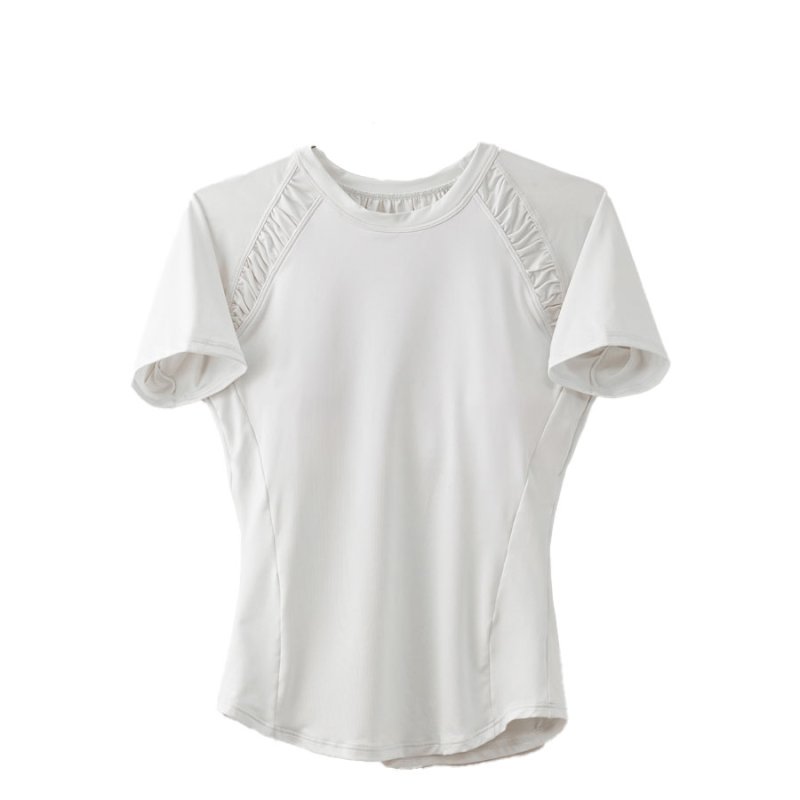 画像7: カップ付きヨガ単品Tシャツ Tシャツ レディース 半袖 ストレッチ 吸汗 速乾 スポーツ ナイロン 無地 シャツ ランニング ソフト ヨガ トップス テニス ジム ウェア 透け防止 UVカット 運動着 [YGW20-16] (7)