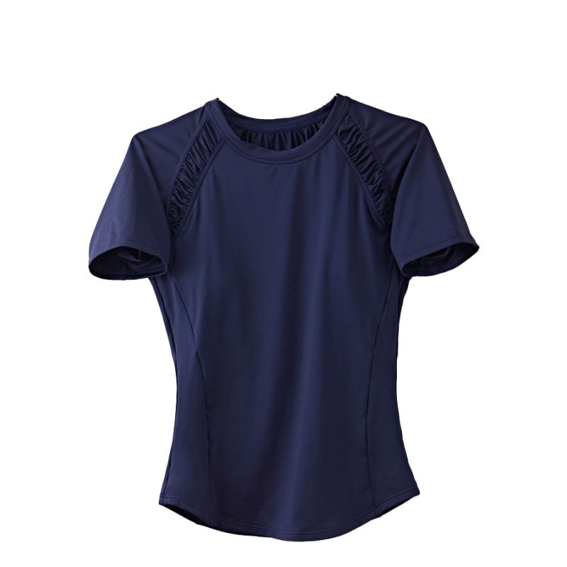 画像10: カップ付きヨガ単品Tシャツ Tシャツ レディース 半袖 ストレッチ 吸汗 速乾 スポーツ ナイロン 無地 シャツ ランニング ソフト ヨガ トップス テニス ジム ウェア 透け防止 UVカット 運動着 [YGW20-16] (10)