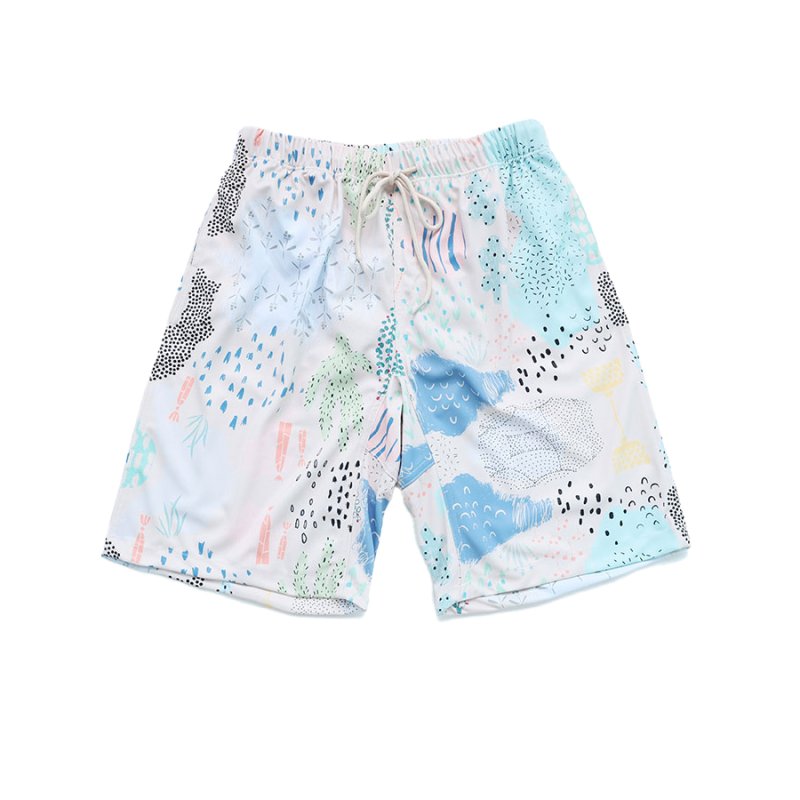 画像19: 膝まで布帛メンズパンツ　水が溜まらない　メッシュインナー付き　布帛速乾素材　ポケット付き　ウェスト調整紐　膝まで長さ　男用水着パンツ　ランニング　無地シンプル　プリント柄 [SLV32130] (19)