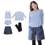 画像3: 体系カバー水着５点セット　Tシャツ　布帛サーフパンツ　レギンス　タンキニ上下セット運動服　ヨガ　スポーツウェア レディース ラッシュガード 上下セット 体型カバー セパレート タンキニ 長袖 レギンス uvカット upf50+ プール 海 水陸両用 無地シンプル色展開　 [SW509] (3)