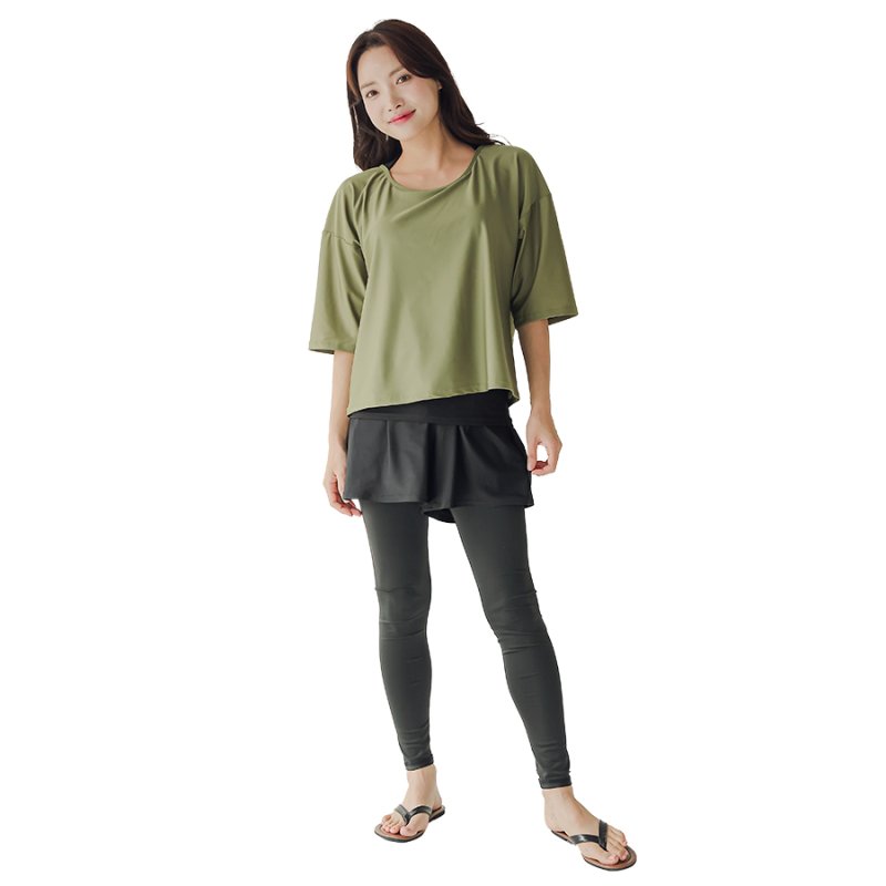 画像36: インナー付きトップスとレギンスとショットパンツの体型カバー水着３点セット 水着 韓国風 かわいい 速乾性 スポーツ パッド付き 水泳用 水陸両用 普段着 女性用 (36)