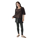 画像35: インナー付きトップスとレギンスとショットパンツの体型カバー水着３点セット 水着 韓国風 かわいい 速乾性 スポーツ パッド付き 水泳用 水陸両用 普段着 女性用 (35)